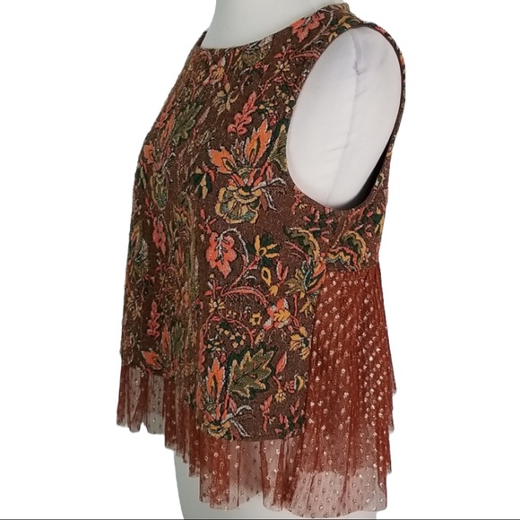 Eva Franco Anthropologie size small sleeveless  Jacquard top in fall colors NWT - Picture 5 of 16
